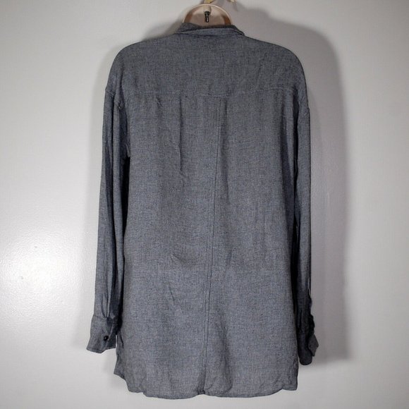 Athleta Avenue Viscose Wool Button Up Gray Shirt - Picture 4 of 7